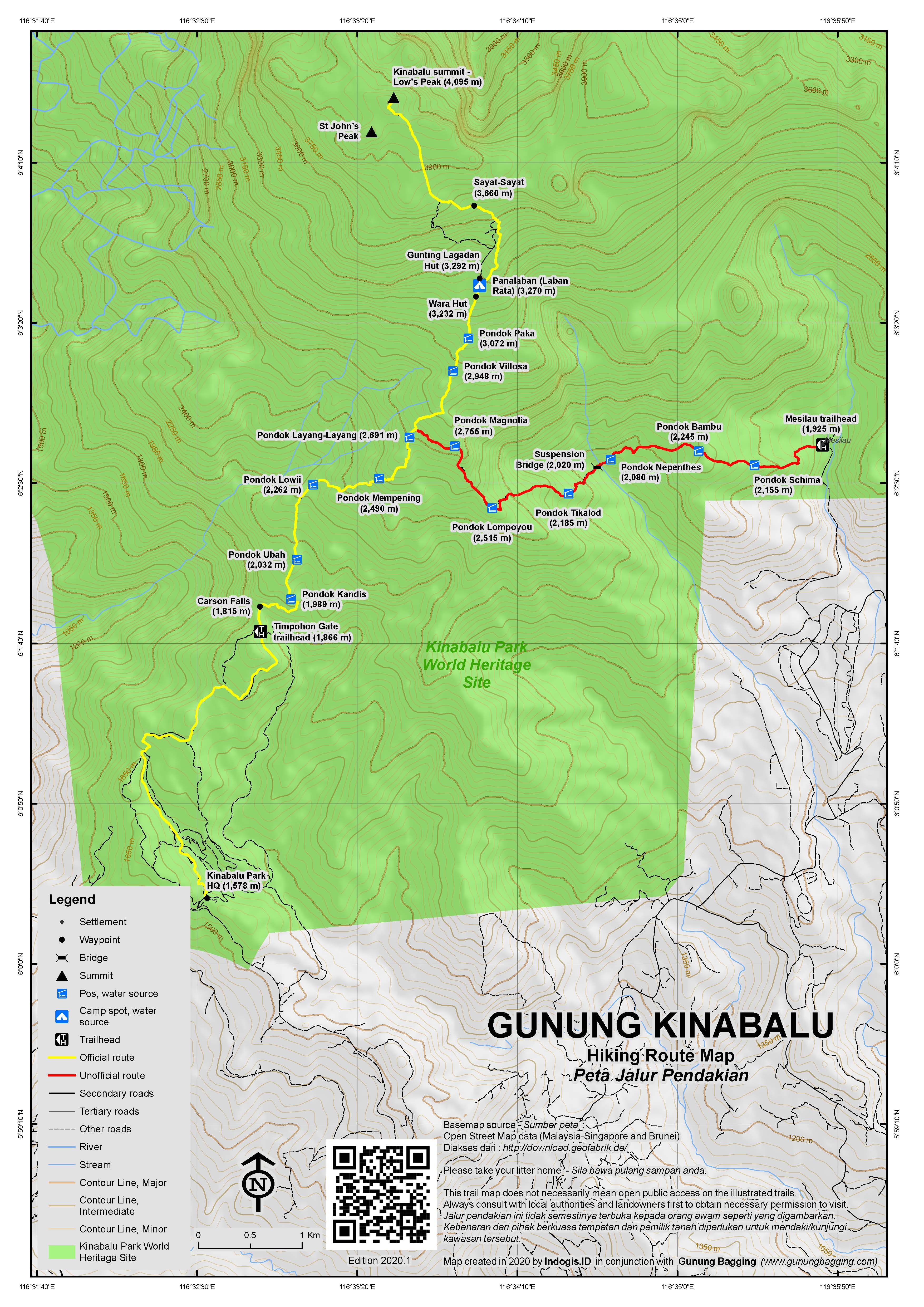 Peta Jalur Pendakian Gunung Kinabalu